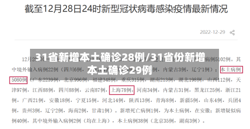 31省新增本土确诊28例/31省份新增本土确诊29例