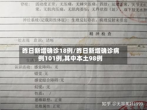 昨日新增确诊18例/昨日新增确诊病例101例,其中本土98例