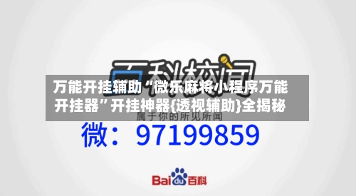 万能开挂辅助“微乐麻将小程序万能开挂器”开挂神器{透视辅助}全揭秘-第3张图片